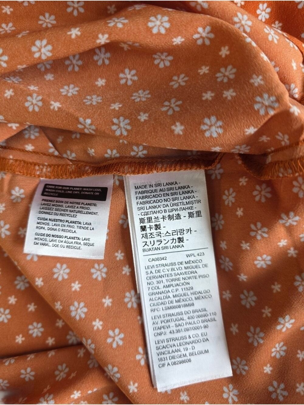 Levi’s Rust Orange Ditsy Floral Tie Back Cami Top 3X NWT - Picture 10 of 11